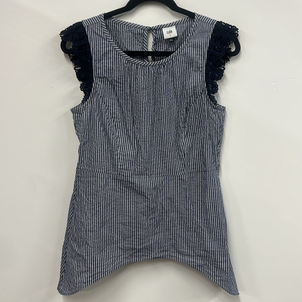 Cabi Lace Flutter Striped Top S